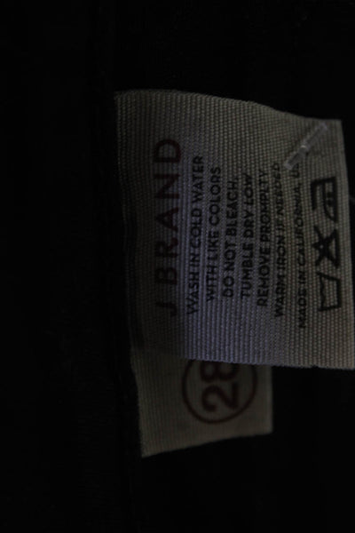 J Brand Women Ankle Cropped Biker Mid Rise Black Pants Size 28