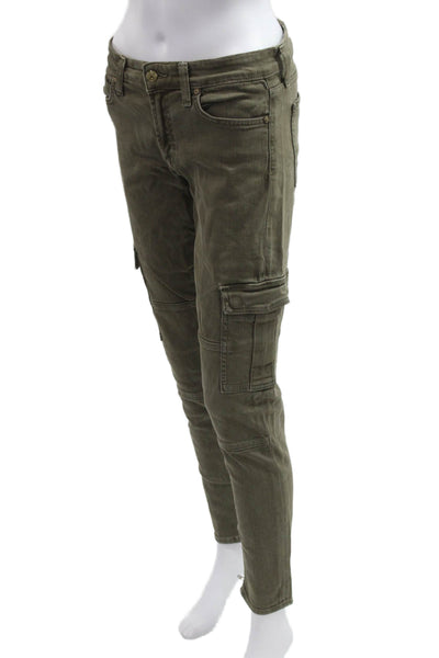 Vince Womens Cargo Ankle Pants Green Button 98% Cotton Fall Size 29
