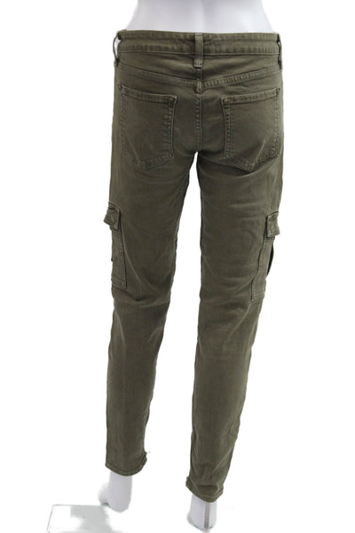 Vince Womens Cargo Ankle Pants Green Button 98% Cotton Fall Size 29