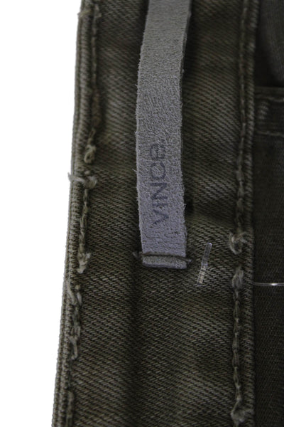 Vince Womens Cargo Ankle Pants Green Button 98% Cotton Fall Size 29