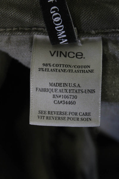 Vince Womens Cargo Ankle Pants Green Button 98% Cotton Fall Size 29