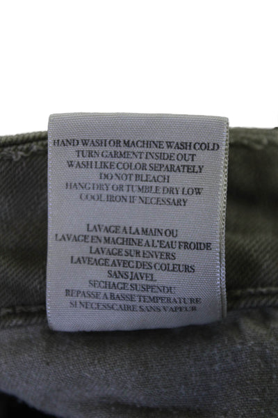 Vince Womens Cargo Ankle Pants Green Button 98% Cotton Fall Size 29