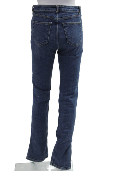 Zara Womens Bootcut Flared Dark Blue Cotton Elastane Jeans Size 6