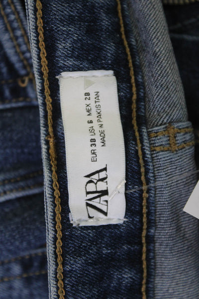 Zara Womens Bootcut Flared Dark Blue Cotton Elastane Jeans Size 6