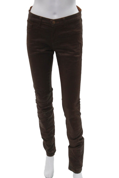 J Brand Women Brown Mid Rise Jeans Button 98% Cotton Size 27