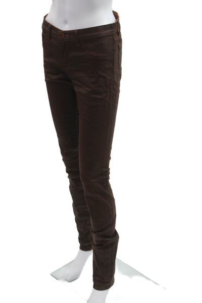 J Brand Women Brown Mid Rise Jeans Button 98% Cotton Size 27
