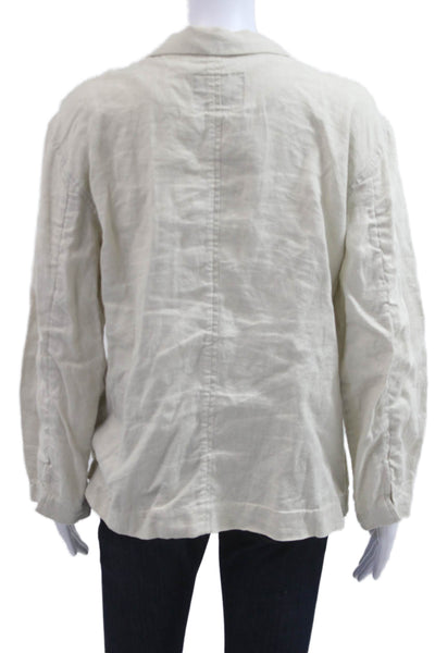 Sanctuary Women Beige Linen Blazer Collared Long Sleeve Button Bohemian Size M
