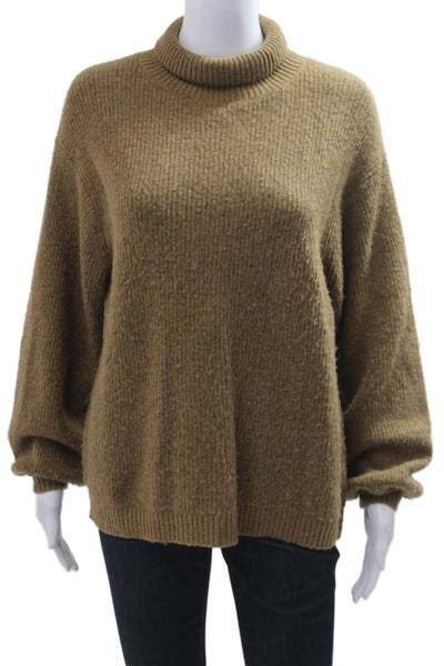 L'Academie Womens Brown Wool Mock Neck Long Sleeve Pullover Sweater Size 2XS