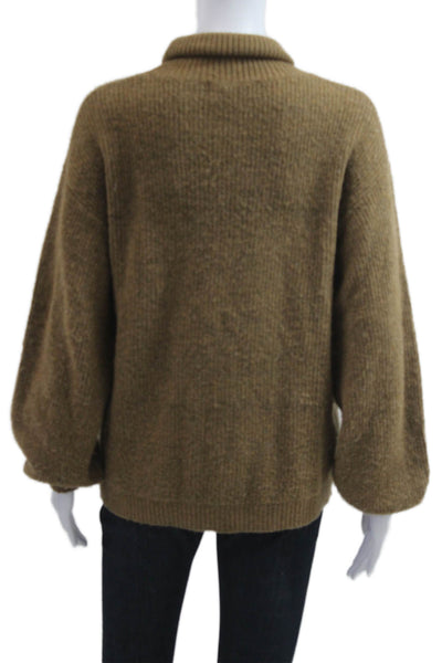 L'Academie Womens Brown Wool Mock Neck Long Sleeve Pullover Sweater Size 2XS