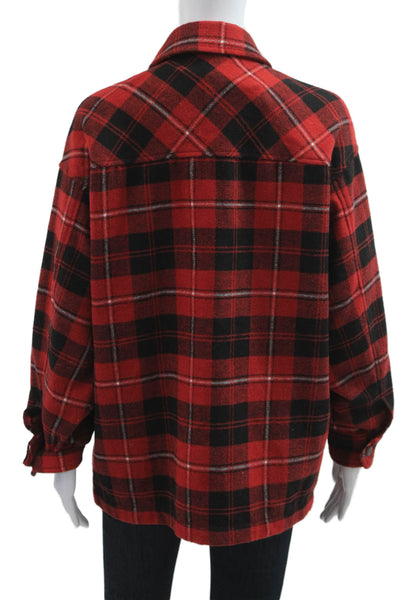 Zara Women Red Plaid Collared Button Jacket Wool Long Sleeve 90s Size XS