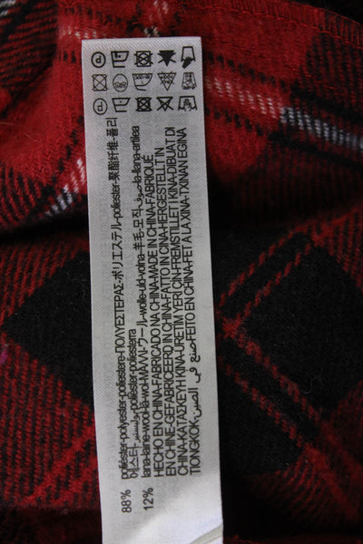 Zara Women Red Plaid Collared Button Jacket Wool Long Sleeve 90s Size XS