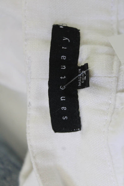 Sanctuary Womens Capri Cargo Cropped Linen Pants White Button Size 24