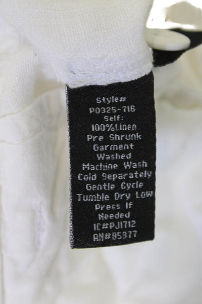 Sanctuary Womens Capri Cargo Cropped Linen Pants White Button Size 24