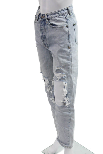 Ksubi Womens Boyfriend Mom High Rise Light Blue Jeans Button 27 Inseam Size 25
