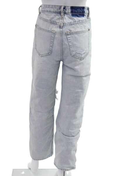 Ksubi Womens Boyfriend Mom High Rise Light Blue Jeans Button 27 Inseam Size 25
