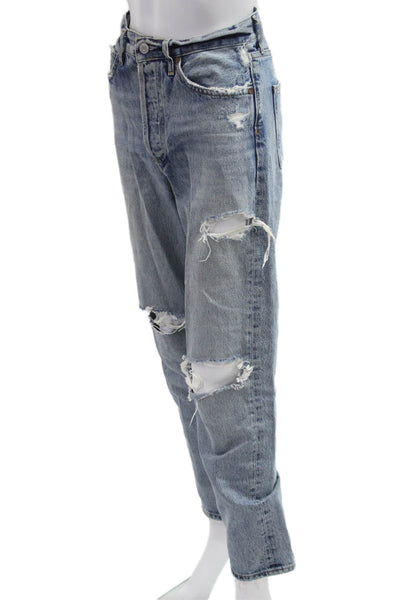Agolde Unisex Cropped Straight Jeans Blue Organic Cotton High Rise Size 23