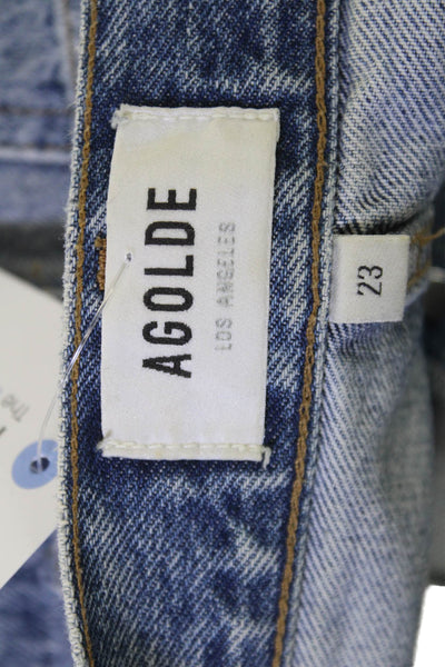 Agolde Unisex Cropped Straight Jeans Blue Organic Cotton High Rise Size 23