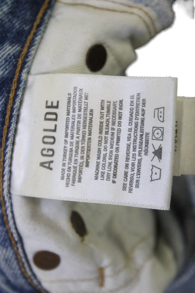 Agolde Unisex Cropped Straight Jeans Blue Organic Cotton High Rise Size 23