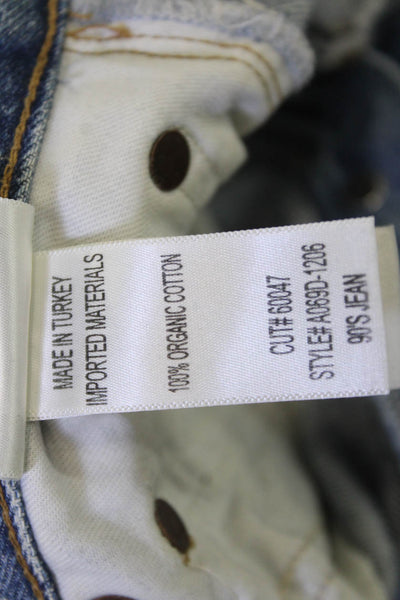 Agolde Unisex Cropped Straight Jeans Blue Organic Cotton High Rise Size 23