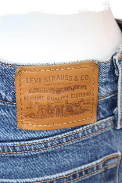 Levis Womens Ankle Cropped Jeans Blue High Rise Button Size 26