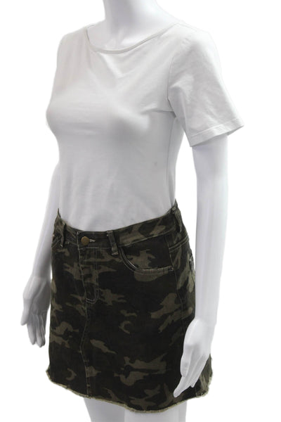 Pinkyotto Women Mini Pencil Skirt Green Camo Cotton Elastane Size S