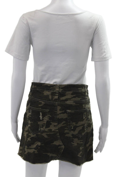 Pinkyotto Women Mini Pencil Skirt Green Camo Cotton Elastane Size S