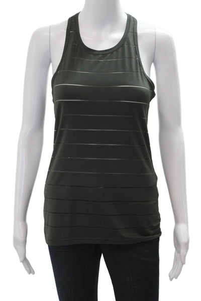 Athleta Womens Black Striped Basic Tank Sleeveless Round Neck Size XS