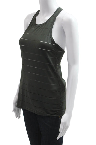 Athleta Womens Black Striped Basic Tank Sleeveless Round Neck Size XS