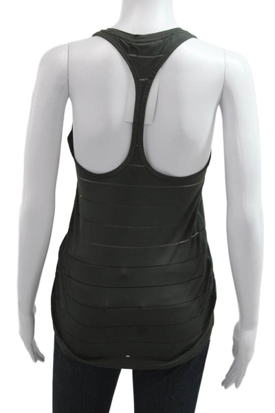 Athleta Womens Black Striped Basic Tank Sleeveless Round Neck Size XS