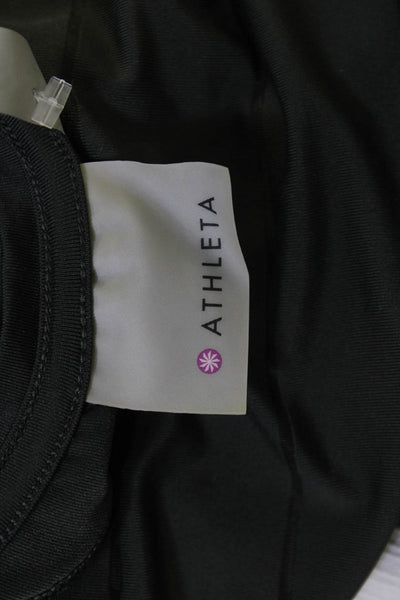 Athleta Womens Black Striped Basic Tank Sleeveless Round Neck Size XS