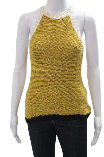 Moth Womens Bohemian Basic Yellow Sleeveless Tank Solid Cotton Blend Size XS