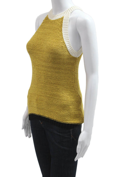 Moth Womens Bohemian Basic Yellow Sleeveless Tank Solid Cotton Blend Size XS