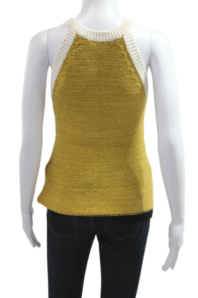 Moth Womens Bohemian Basic Yellow Sleeveless Tank Solid Cotton Blend Size XS