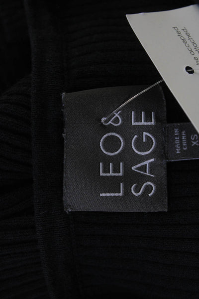 Leo & Sage Womens Basic Black Crew Neck T-Shirt 55% Cotton 45% Viscose Size XS