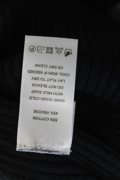 Leo & Sage Womens Basic Black Crew Neck T-Shirt 55% Cotton 45% Viscose Size XS