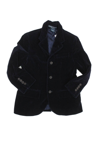 Polo Ralph Lauren Boys Velvet Three Button Long Sleeve Lined Blazer Navy Size 6
