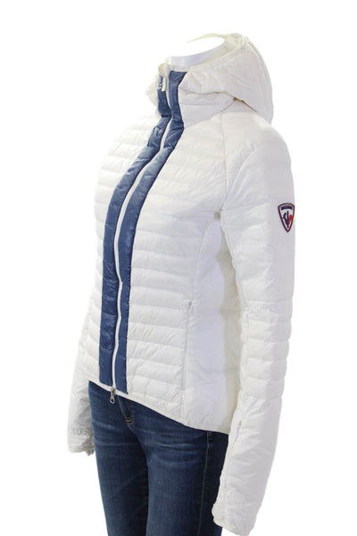 Rossignol Womens Quilted Puffer Jacket White High Neck Zip Long Sleeve Size M