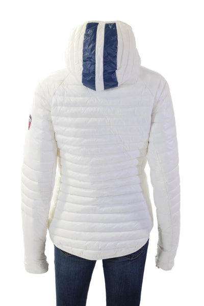 Rossignol Womens Quilted Puffer Jacket White High Neck Zip Long Sleeve Size M