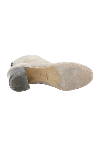 Rag & Bone Womens Zip Round Toe Lined Block Heel Booties Taupe Size EUR 38
