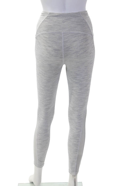 Lululemon Women Gray Striped Nylon Blend Ankle Leggings Size 4