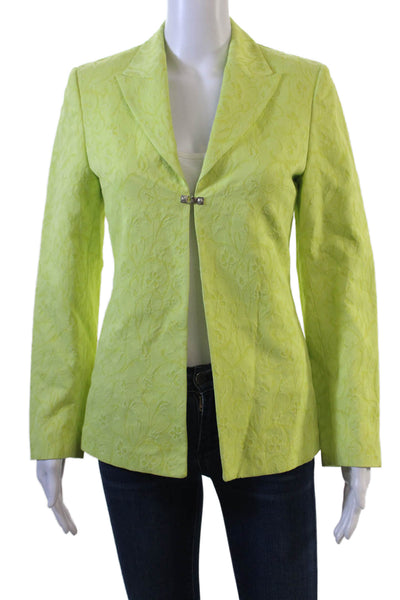 Versace Jeans Couture Womens Floral Collared Long Sleeve Blazer Green Size 26