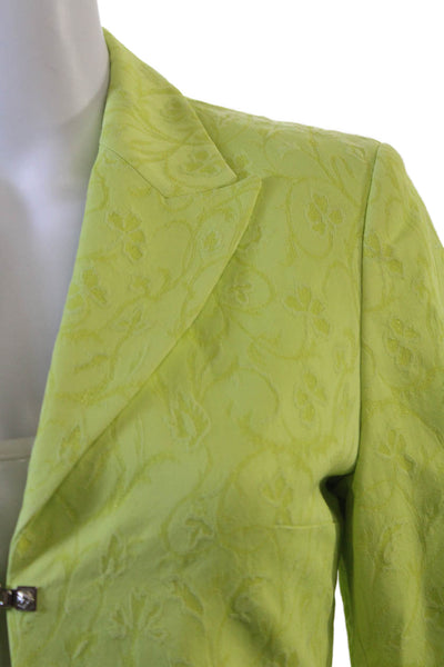 Versace Jeans Couture Womens Floral Collared Long Sleeve Blazer Green Size 26