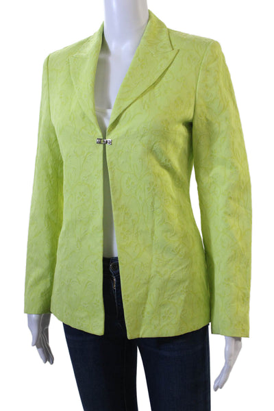 Versace Jeans Couture Womens Floral Collared Long Sleeve Blazer Green Size 26