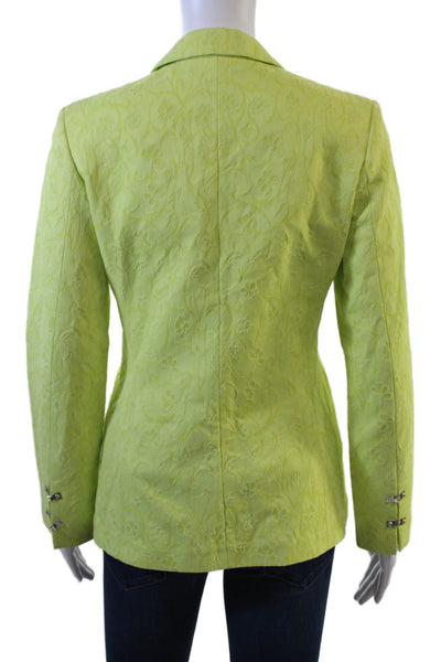 Versace Jeans Couture Womens Floral Collared Long Sleeve Blazer Green Size 26
