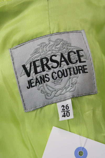 Versace Jeans Couture Womens Floral Collared Long Sleeve Blazer Green Size 26