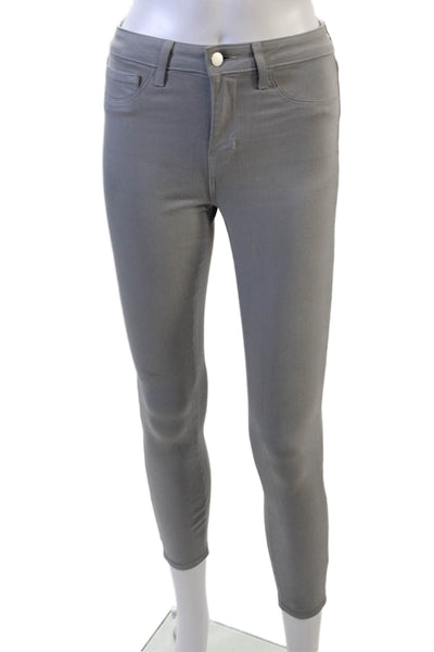 L'Agence Womens Ankle Jeggings Gray Mid Rise Button 26 Inseam Size 25