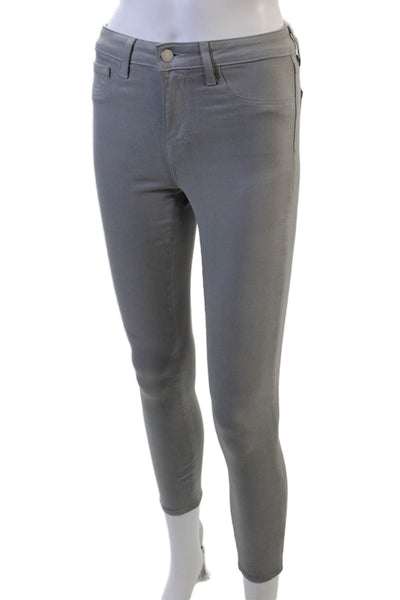 L'Agence Womens Ankle Jeggings Gray Mid Rise Button 26 Inseam Size 25