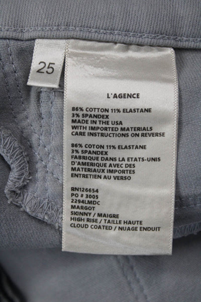 L'Agence Womens Ankle Jeggings Gray Mid Rise Button 26 Inseam Size 25
