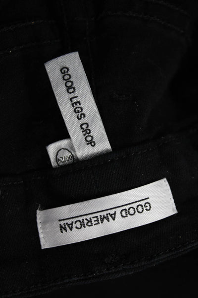 Good American Women Cropped Skinny Black High Rise Jeans Size 24