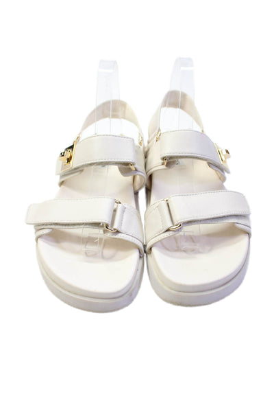 Steve Madden Womens Leather Two-Strap Slip-On Sandals White Size 8